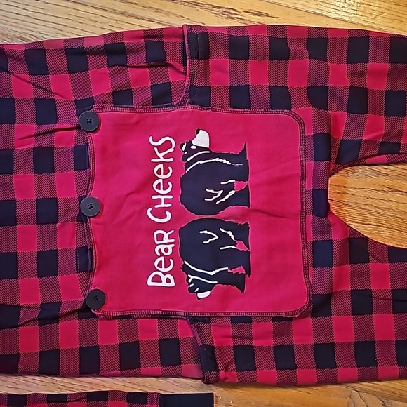 Lazy One pajamas size M flapjack butt flap Bear Cheeks red buffalo print - Picture 8 of 11